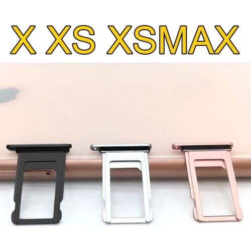 For iPhone Xs Sim Card Tray Micro SD Holder Slot For iPhone X XS Max Sim Card Tray with Pin Key Can print IMEI，Single