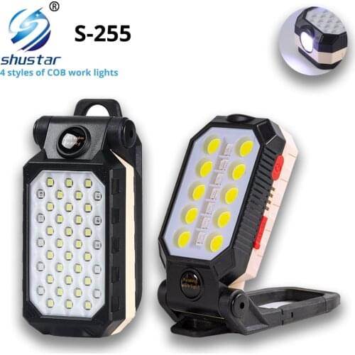 Powerful COB Work Light Rechargeable LED Flashlight Adjustable Waterproof Camping Lantern Magnet Design with Power Display