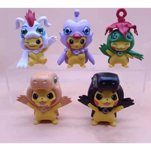Pokemon 10-12cm 5pcs/1set Pikachu cosplay Digimon Adventure Anime Action Figure Toys Dolls Child Birthday Gift