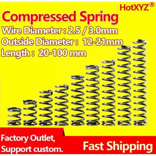 Glite Coil Compression Pressure Springs Y-type Compressed Rotor Return Release Spring Steel 65Mn Wire Diameter 2.5mm 3.0mm