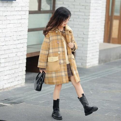 Luxury Lapel Jacket Winter Spring Coat Outerwear Top Children Clothes School Kids Costume Teenage Girl Clothing Woolen Cloth Hig