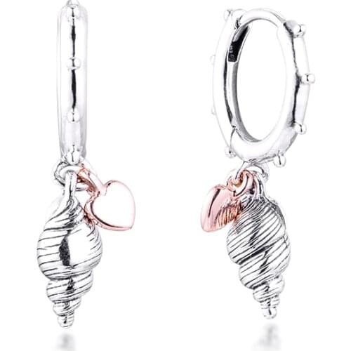 CKK Silver 925 Jewelry Heart & Conch Shell Hoop Earrings 2021 Trend For Women Gift Sterling Silver Original Earring серьги