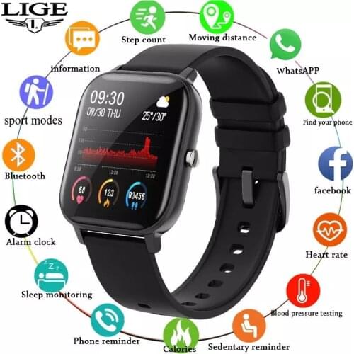 LIGE 2020 New Smart Watch Women Heart rate blood pressure monitor sport Bracelet Full touch display Multifunctional smartwatch