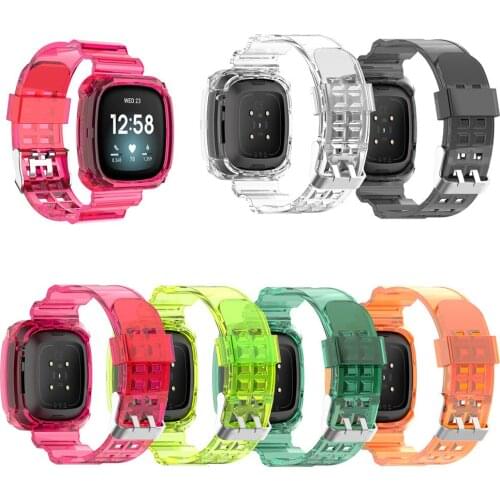 Replacement Transparent Watchband for Fitbit versa3 For Fitbit sense Watch One-piece Wristband Watch Strap Bracelet Accessories