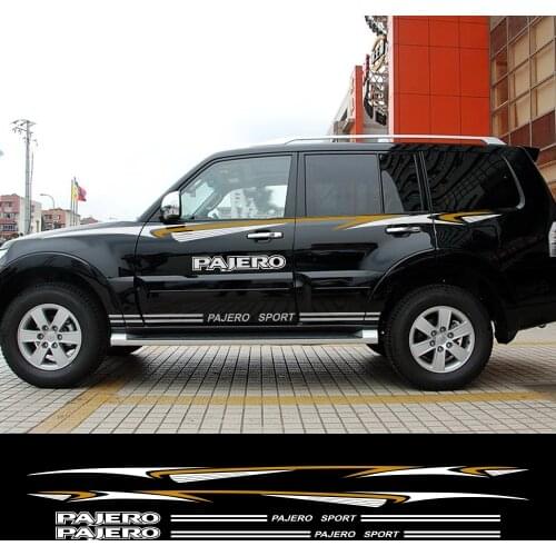 1Set Sport Car Styling Door Side Skirt Vinyl Stickers Reflective Decals For Mitsubishi Pajero Auto Body Decor Decals Accessories