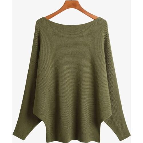 BHflutter Sweater Women Slash Neck Knitted Winter Sweaters Tops Female Batwing Cashmere Casual Pullovers Jumper Pull Femme 2019
