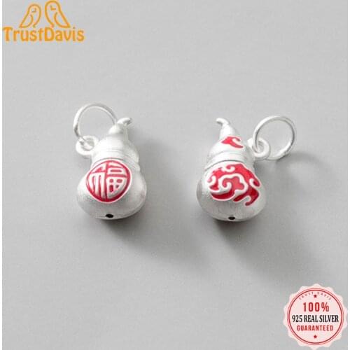 Trustdavis 2021 Fashion Real S999 Sterling Silver Sweet Daisy Gourd Charms For Bracelet Necklace DIY Accessories Jewelry DZ302