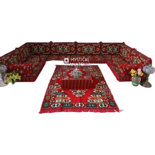 U Shape Arabic Floor Seating Sofa Majlis Cushions Oriental Jalsa Bench Area Traditional Arab Sofas Furniture Toshak