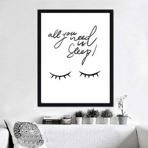 All You Need Is Sleep Quote Canvas Painting Pictures Black and White Poster Wall Art Baby Nursery Decoration Home Decor Unframed