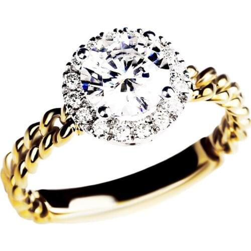 Braid Two-tone Shape Womens Rings Real 925 Sterling Silver Classic Luxury Exquisite Charm Fine Jewelry Engagement Wedding Party