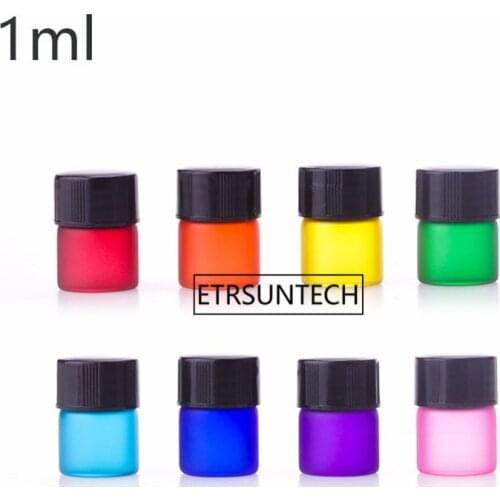 1ml Glass Vial Refillable Empty Glass Essential Oil Bottle with Black Plastic Cap F1839