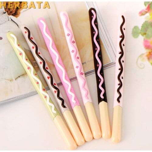 1 Pc 0.38mm Korean Cute Kawaii Chocolate Cake Gel Pen Set For Writing Office School Supplies Stationery For Kids Student Gift