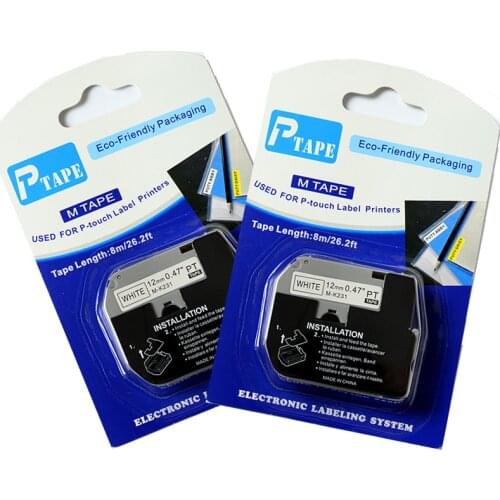 10 pcs brother M label tape M-231 M-K231 MK-231 black on white 12mm P-touch tape