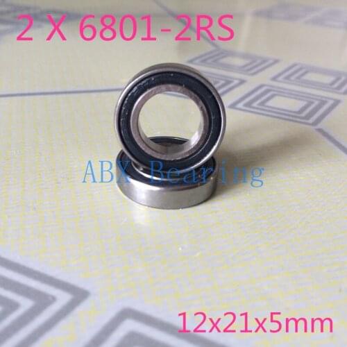 2pcs/lot 6801-2RS 6801 61801-2RS hybrid ceramic deep groove ball bearing 12x21x5mm 61801