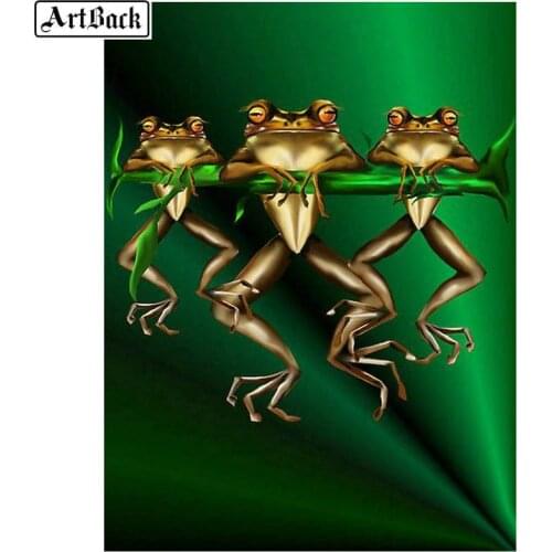ARTBACK new diamond mosaic three frog pattern 5d diy diamond painting full square drill diamond embroidery 3d wall sticker