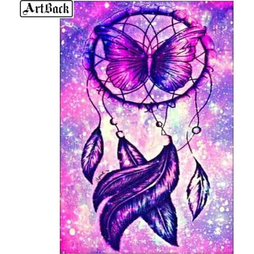 ArtBack 5d diy diamond painting wind chime butterfly view full square diamond mosaic resin diamond embroidery crafts kit