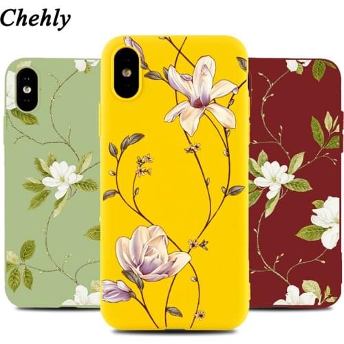 Chehly Flowers Phone Case for IPhone 6s 7 8 11 Plus Pro X XS MAX XR SE Cute Cases Soft Silicone Fitted TPU Back Accessorie Cover
