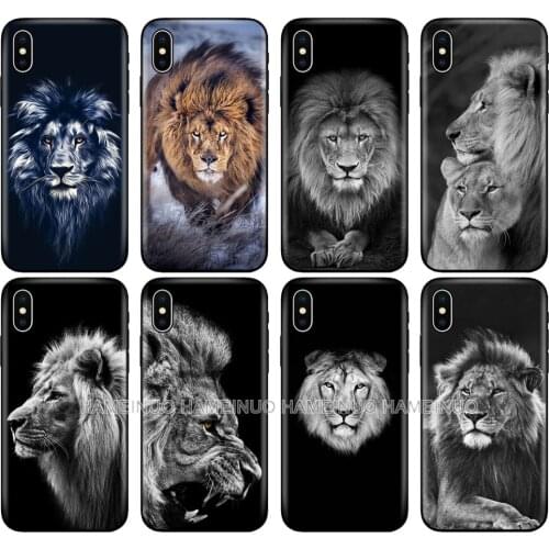 Black tpu case for iphone 5 5s se 6 6s 7 8 plus x 10 case silicon cover for iphone XR XS 11 pro MAX case big lion animal