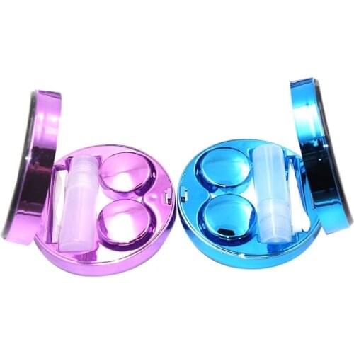 Cute Fashion Contact Lens Case,Portable Travel Glitter Luxury Bling Stars Liquid Quicksand Contact Lens Cases Eye Care Set