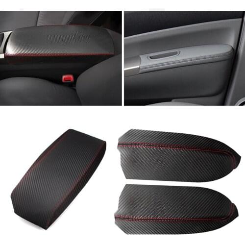For Toyota Prius 2004 2005 2006 2007 2008 2009 Carbon Texture Leather 2pcs Front Doors / Center Armrest Cover Protective Trim