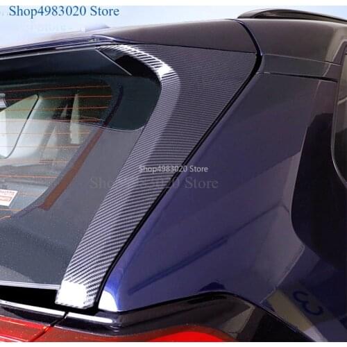 For Toyota RAV4 RAV 4 2019 2020 Carbon Fiber Exterior Rear Tail Window Spoiler Triangle Molding Cover Kit Trim Accessories