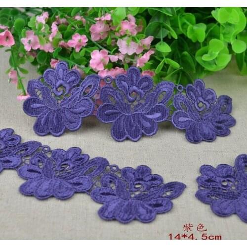 Purple flower applique cloth texture water-soluble post patch DIY [4th063]