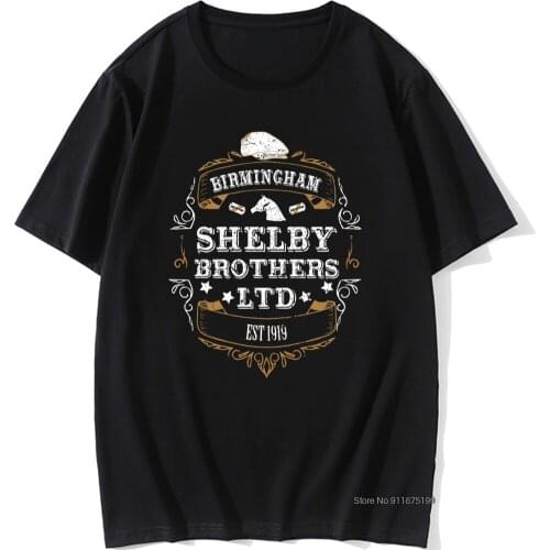 Mens T Shirt Peaky Blinders Shelby Brothers LTD Funny Male Tshirt Tee Shirt O-Neck Tops Pure Cotton Graphic T-Shirt