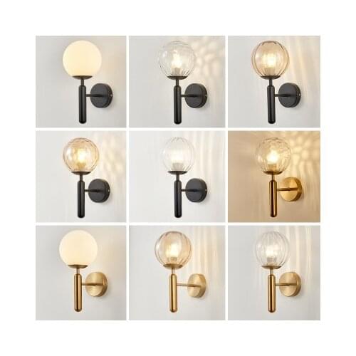 Creative Nordic Wall Lamp Led Reading Light Luxury Bedroom Bedside Lamp Post-modern Simple Corridor Sconce Wall Light Glass