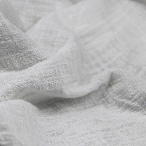 Artistic retro 100% cotton bleached white double slub crepe soft cloth for baby handwork summer dress clothes blouse fabric tela
