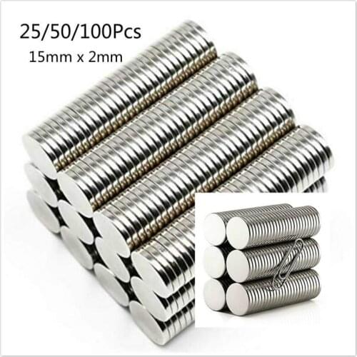 25/50/100Pcs 15mm x 2mm Magnet Hot Small Round Magnet Strong magnets Rare Earth Neodymium Magnet