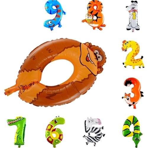 Cute Kids Pet Numbers Foil Balloon Animal Air Walker Helium Fun Birthday Parties Decor, Crocodile 7