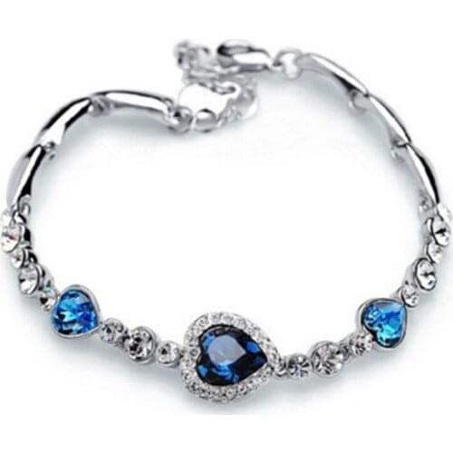 Sea Heart Alloy Zircon Love Crystal Bracelet For Women Hot Style Fashion Temperament Metal Girl Gift Jewelry Wholesale