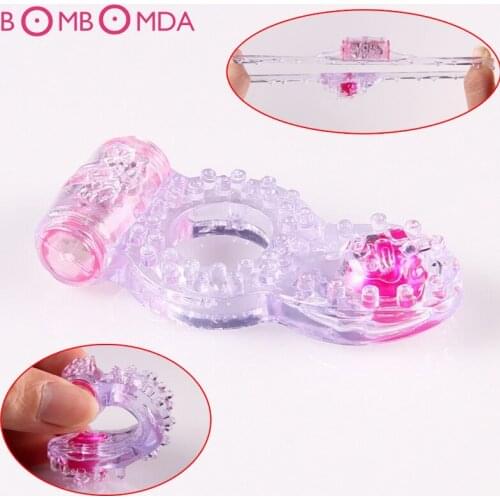 Male soft Vibrating Penis Rings Clit Dual Vibrating Cock Ring Stretchy Delay Lasting Penis Rings Vibrator sex toys for men O4