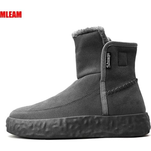Mens Color Snow Boots Winter Plus Velvet Warm Cotton Outdoor Walking Wear-resistant Solid Mens Boots Size 39-44 Zapatos Hombre