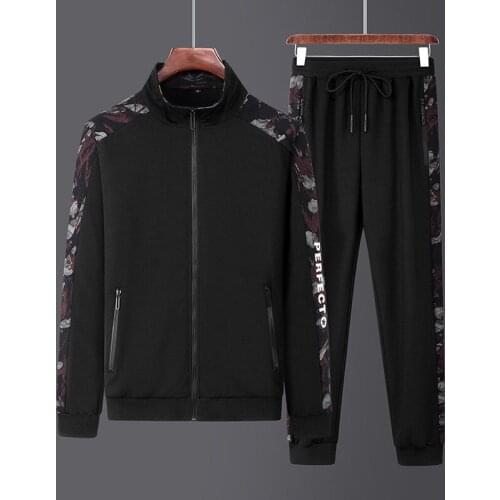 Plus Size Men Tracksuit Sportswear Autumn Loose Jacket Running Jogging Outfit Workout Casual Set Sport Suit Sweatshirt+pant