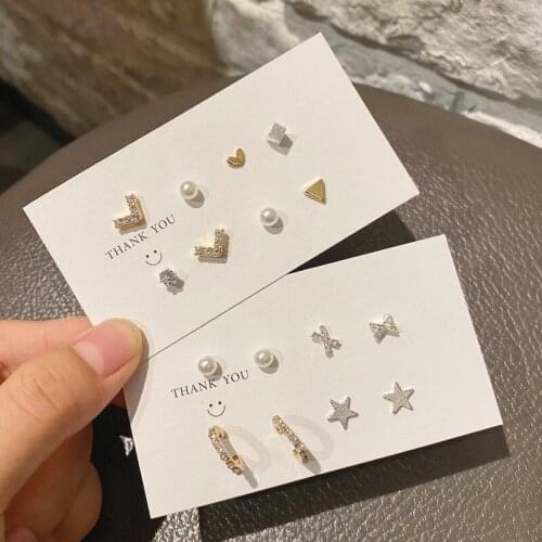 S925 Simple Female Small Exquisite Cold Style Earrings Set Combination New Trendy Net Red Temperament Earrings