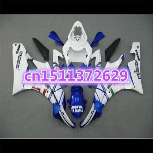 100%new ABS Fairing kit for YZF-R6 06-07 YZF R6 06 07 white blue YZF 600 R6 2006 2007 fairing sets bodywork ABS-Dor D injection