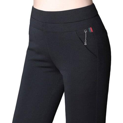 2020 Autumn And Winter New Plus Velvet Thickened Girl Nine-point Pants High Waist Outer Wear Black Casual Slim Women Feet Pants