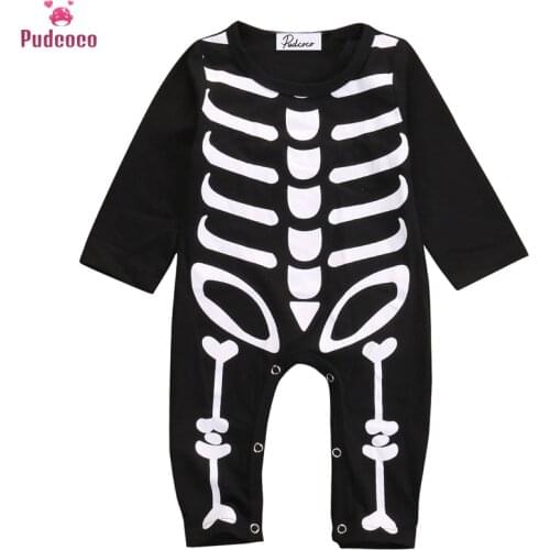 Autumn Winter Halloween Clothes Newborn Baby Boy Girl Skeleton Rompers Long Sleeve Jumpsuit Outfit Costume Cosplay