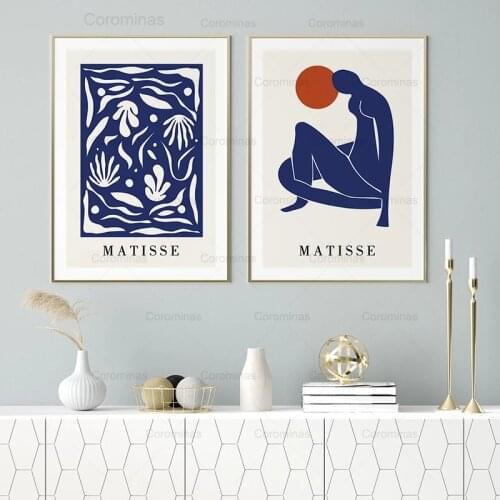 Modern Style Abstract Matisse Silhouette Blue Dreams Posters and Prints Nordic Wall Art Picture Canvas Painting Home Decoration