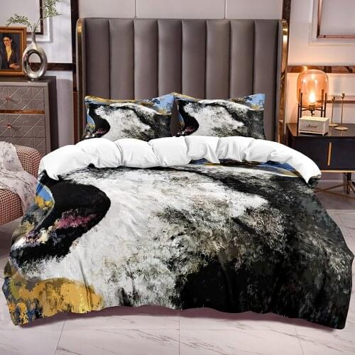 Bedding Duvet Cover with Wolf Print Animal Theme Comforter Cover Sets with Kids Teens Bedding Quilt Cover Zipper Closure