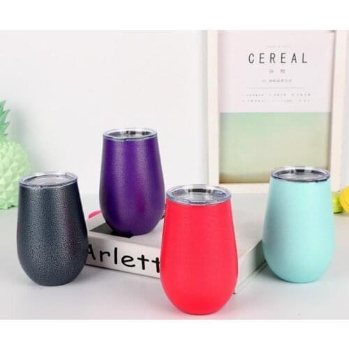 Quevinal100pcs 12oz Egg Cups Wine Tumbler Stainless Steel Wine Glasses Beer Tea Cup Vacuum Insulated Thermos Cup with clear lids