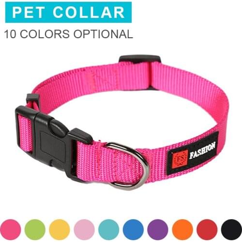 Adjustable Dog Collar NylonPure Color Personalized Dog Collars Leash For Dogs Cat Necktie Comfortable Durable Pet Products