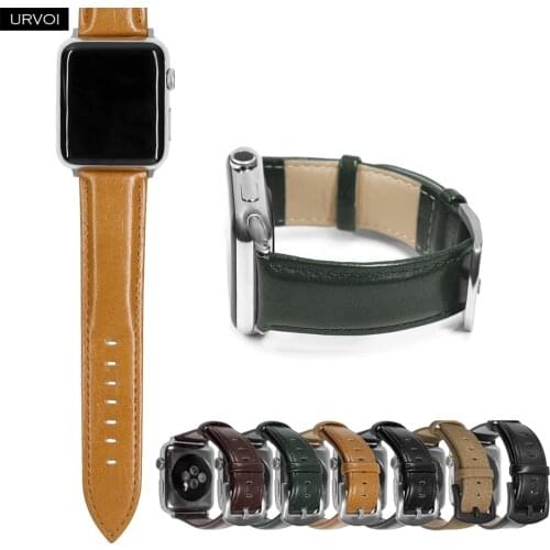 URVOI vintage strap for Apple Watch series 6 SE 5 4 321 crack oil burst PU leather band for iWatch 40 44mm classic pin buckle