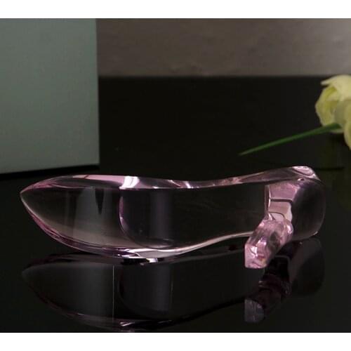 Pink 1pc 13cm Crystal Cinderella Pumps Figurine Glass Shoes Creative Craft Gift for Valentines Day Home Decor Romance