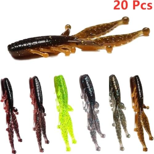Fishing Lures Artificial Bait Glow Shrimp Grub Worms Lure Saltwater Freshwater Fishing Lures for Bass Walleye Trout 20 Pieces