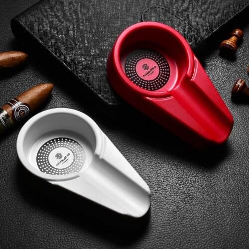 CIGARLOONG Cigar Ashtray Round Ash Slot Single Cigar Holder Outside Travel Cigarette Accessory
