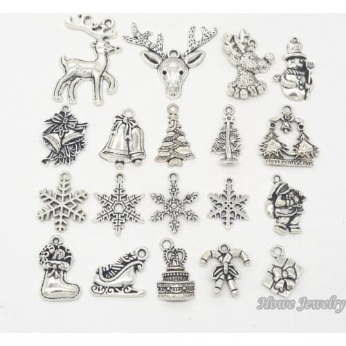 Mixed 57pcs Christmas Charm Antique silver Fit Jewelry Making DIY Accessories Charm Handmade Crafts Q013