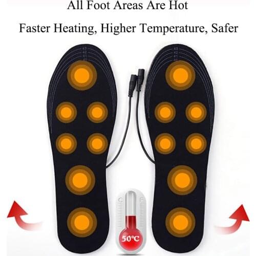 1 Pair USB Heated Insoles Winter Heated Insoles For Shoes Warmer Foot Heating Insole Outdoor Sports Heating Winter Warm Soles