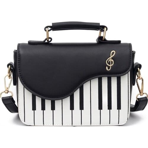 Cute Piano Pattern Fashion PU Leather Casual Ladies Handbag Shoulder Bag Crossbody Messenger Bag Pouch Totes Womens Flap bolsas